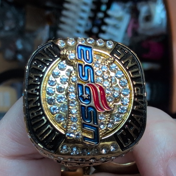 USSSA Tournament Baseball Champions Ring with Crystal Accents